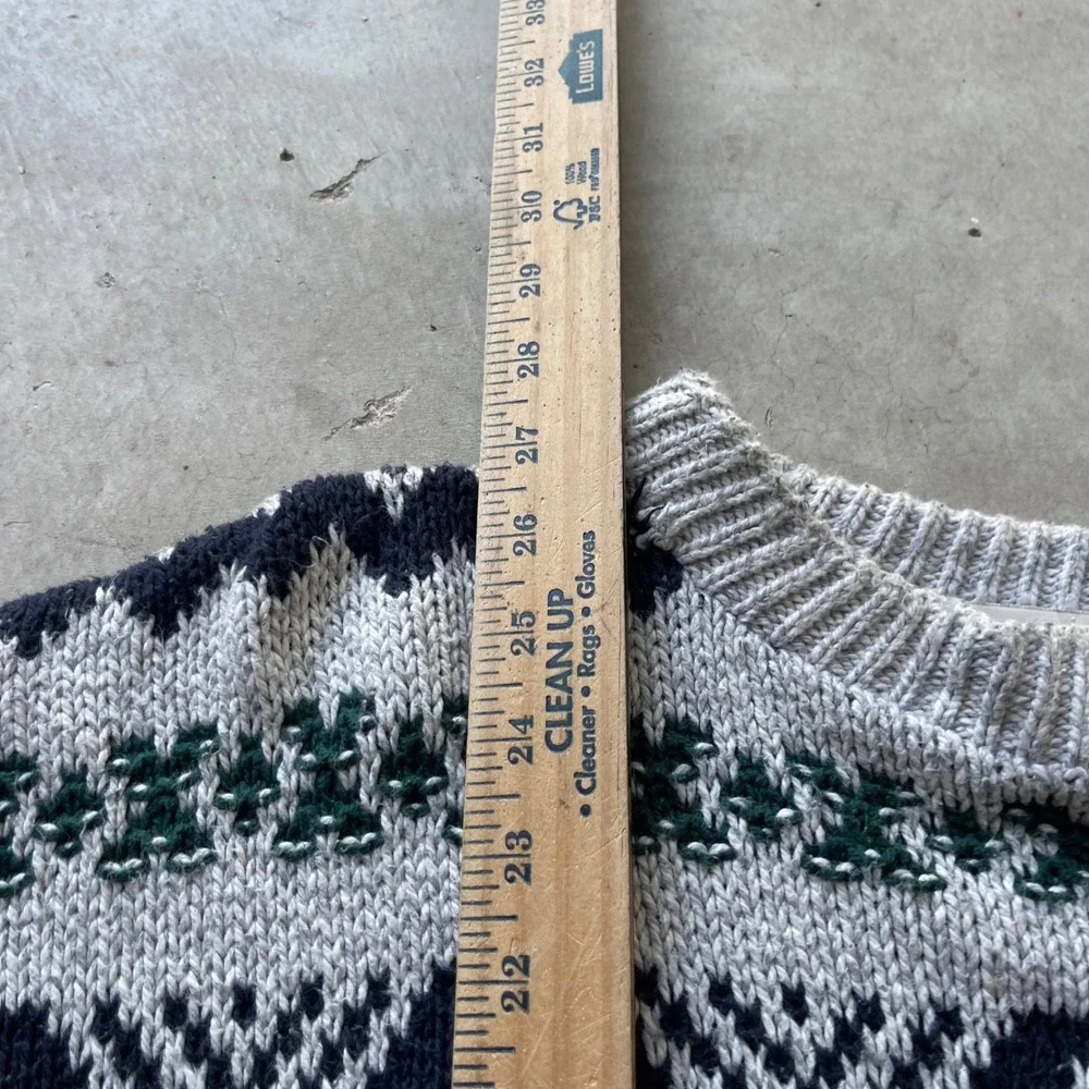 Northwest Territory Mens XL Fair Isle Knit Sweater Grey Navy Green Made in USA